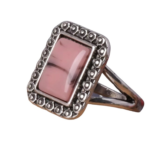 Pink Marble Resin Stone Silver Antique Style - Picture 3 of 6